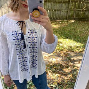 Lucky Brand | Embroidered Peasent Top